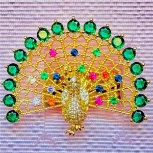 Crystal and Gold Tone Peacock Cocktail
Adjustable Ring
Swarovski Crystals